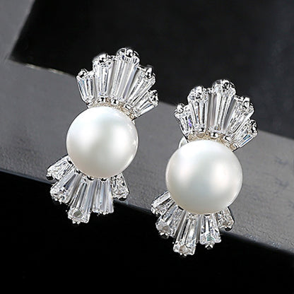 sterling silver pearl stud earrings