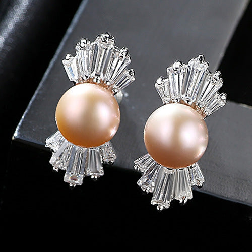 sterling silver pearl stud earrings