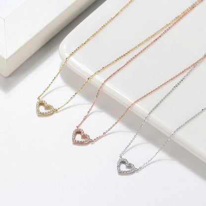 full diamond heart necklace silver