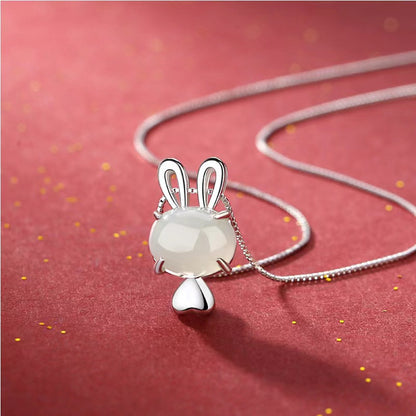 Jade Rabbit Heart Pendant