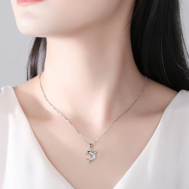 diamond dolphin pendant necklace for women