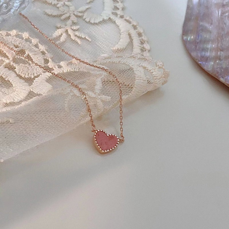 rose stone heart necklace for girls 