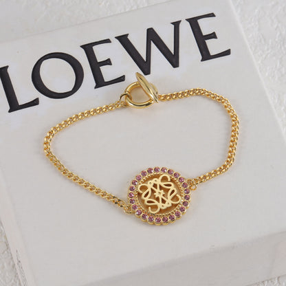 Loewe diamond round openwork pendant necklace, bracelet, earrings
