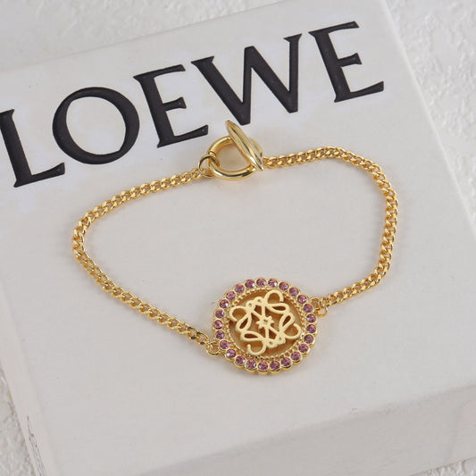 Loewe diamond round openwork pendant necklace, bracelet, earrings