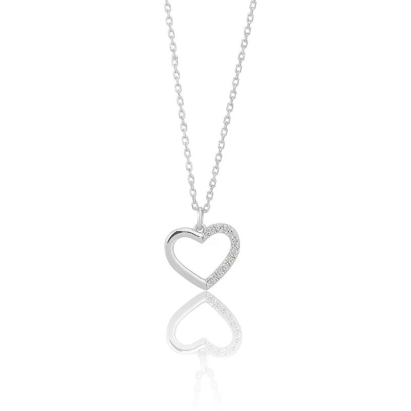 heart necklace silver jewelry