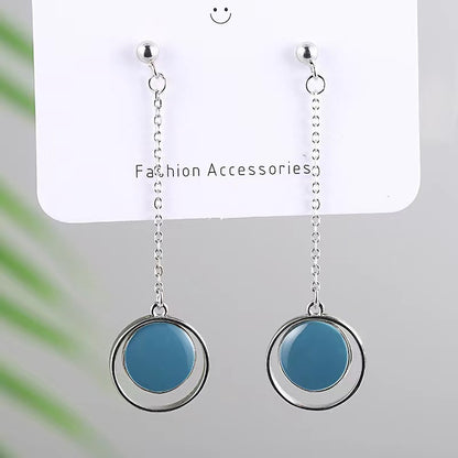 blue coin stud earrings