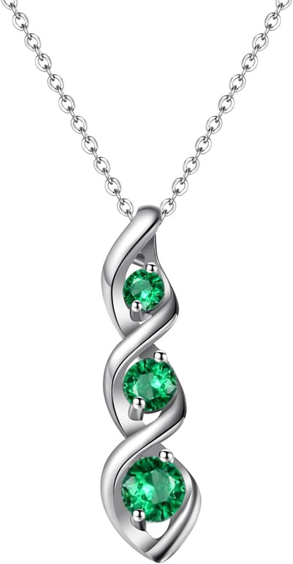 Three-Stone Swirl Pendant Necklace