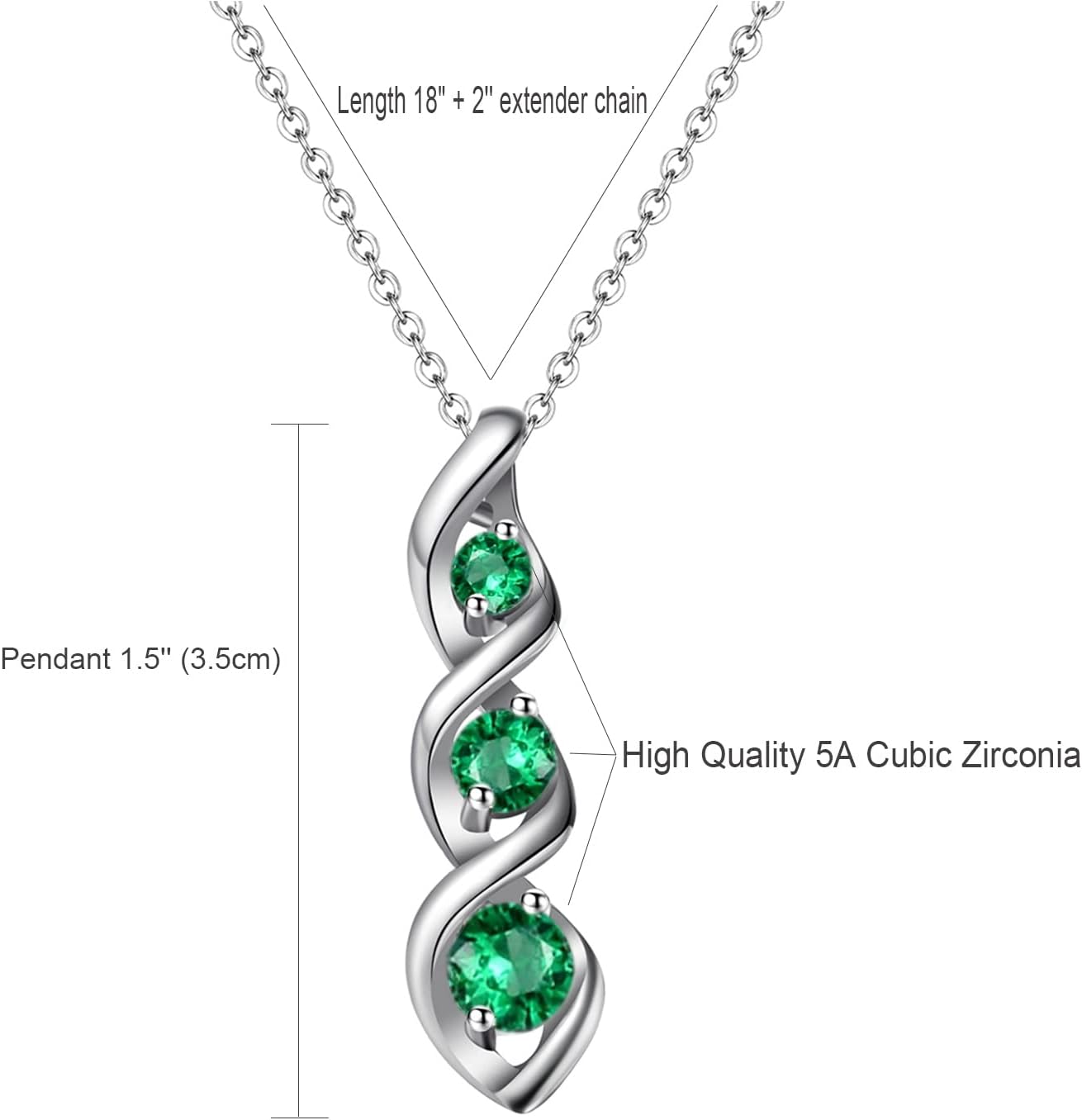 Three-Stone Swirl Pendant Necklace