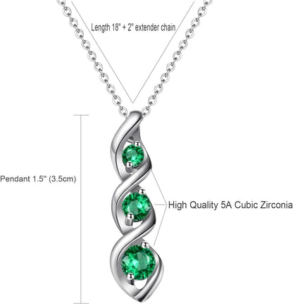 Three-Stone Swirl Pendant Necklace