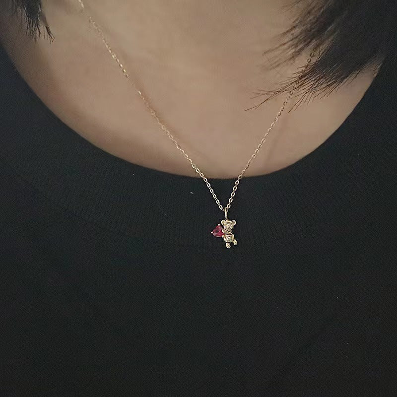 ruby heart miffy necklace for women