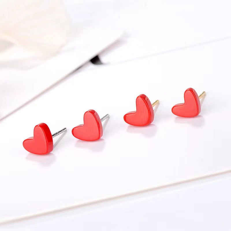 red heart stud earring