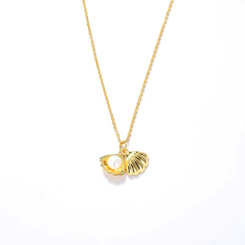 golden shell pearl necklace 