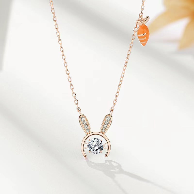 diamond bunny ear pendant for girls 