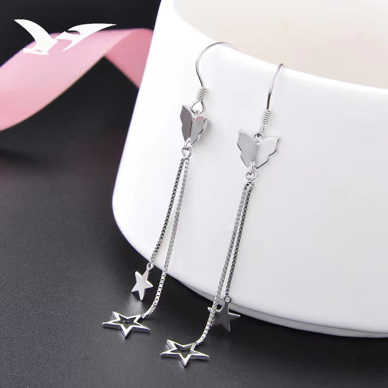 chains drop earrings hooks silver