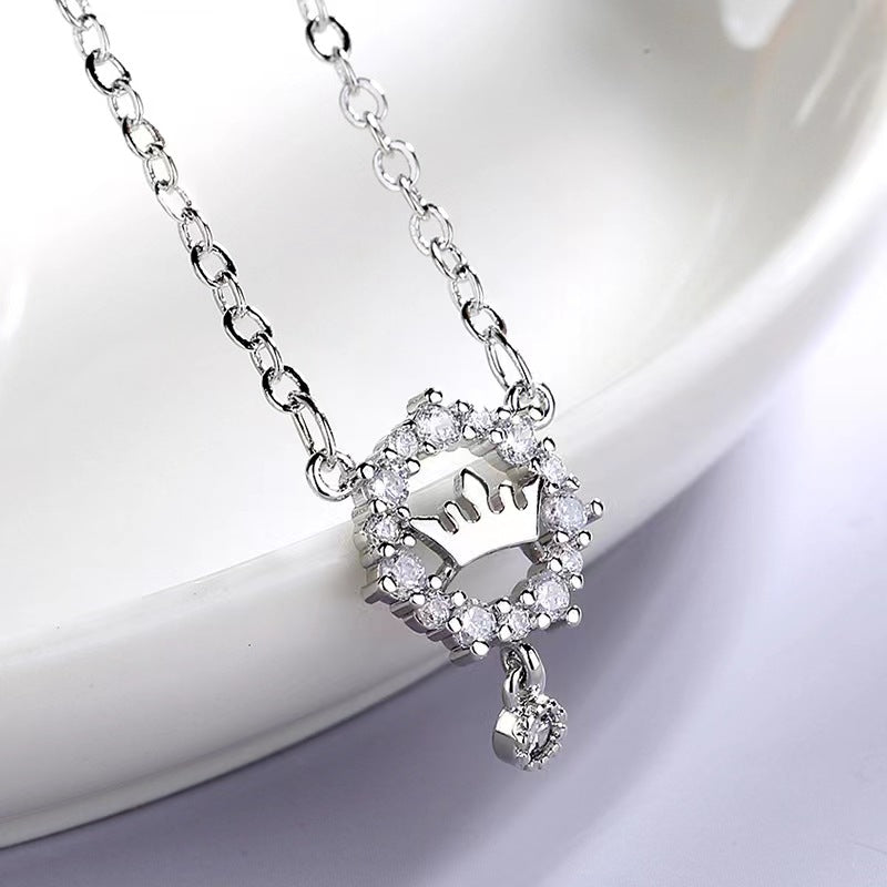 diamond circle crown necklace for girls 