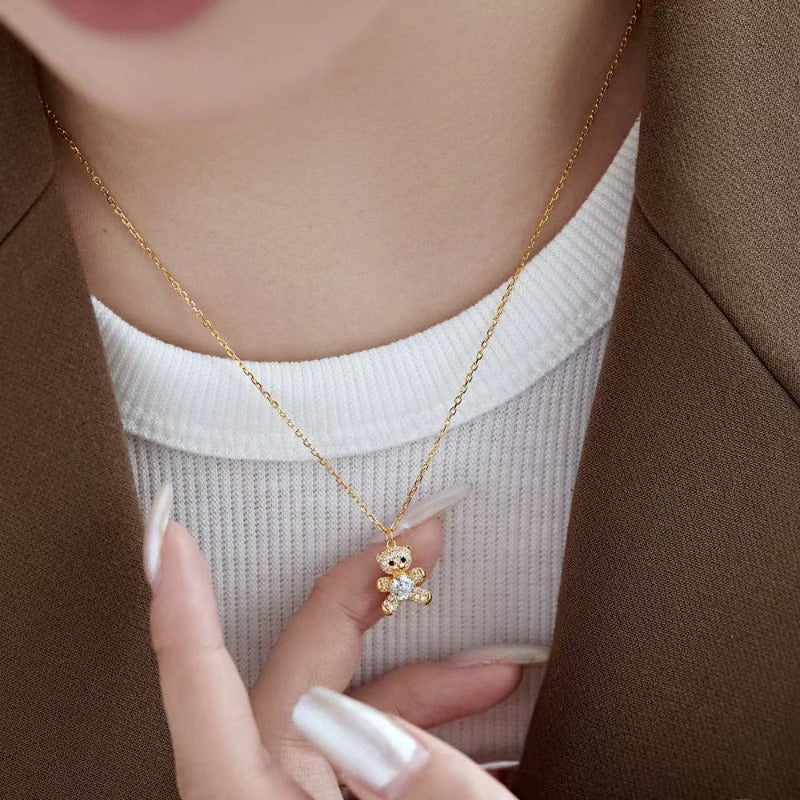 cute teddy necklace for women