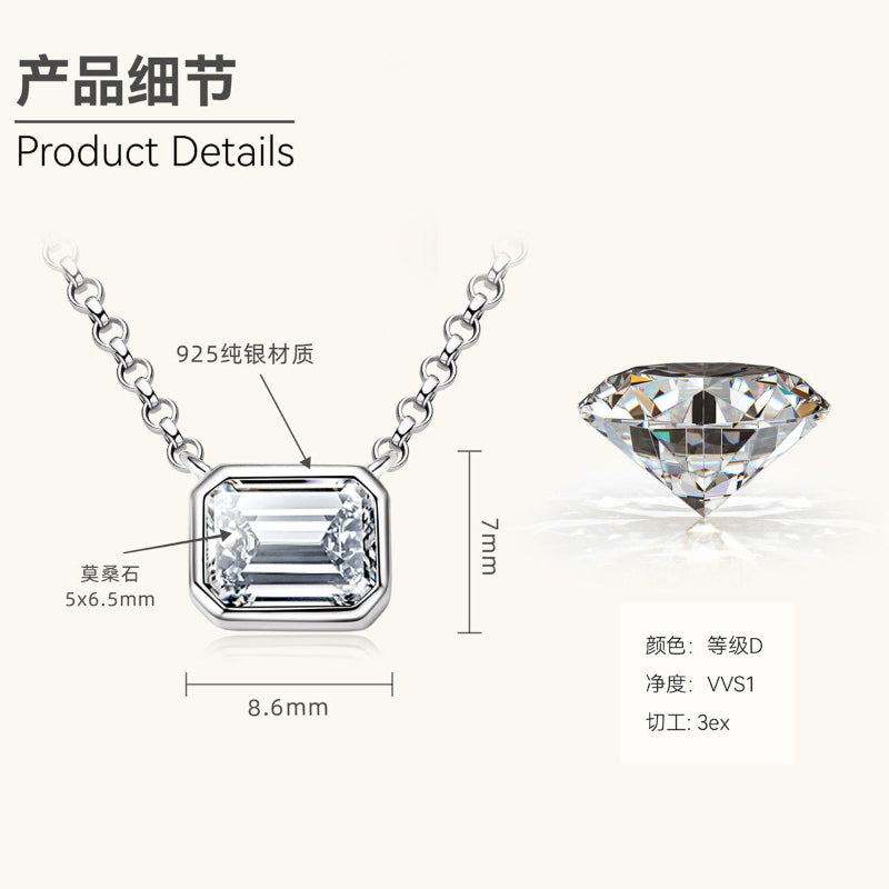 Sparkling Moissanite Sterling Silver Pendant

