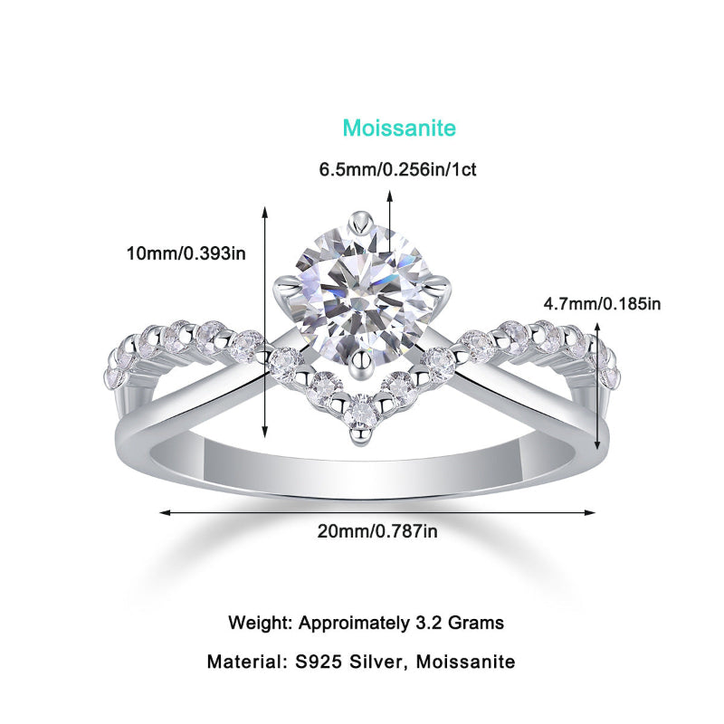20mm Wide Moissanite Crown Ring

