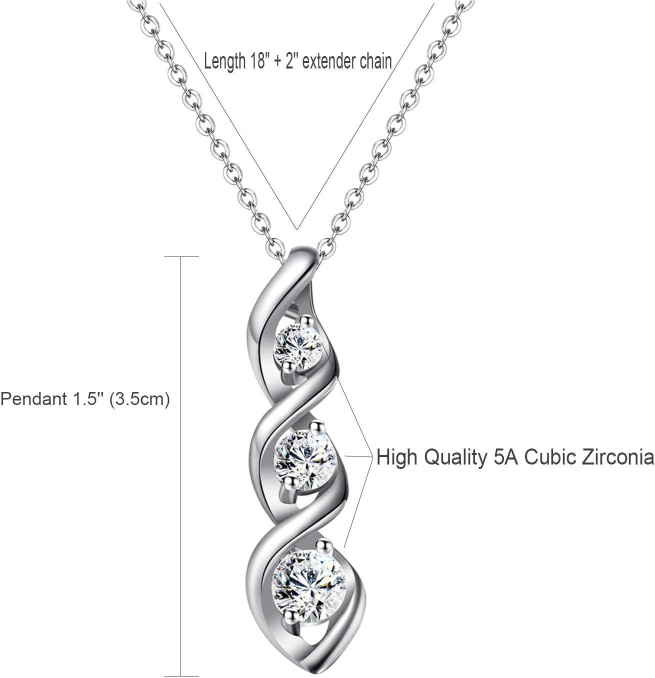 Three-Stone Swirl Pendant Necklace