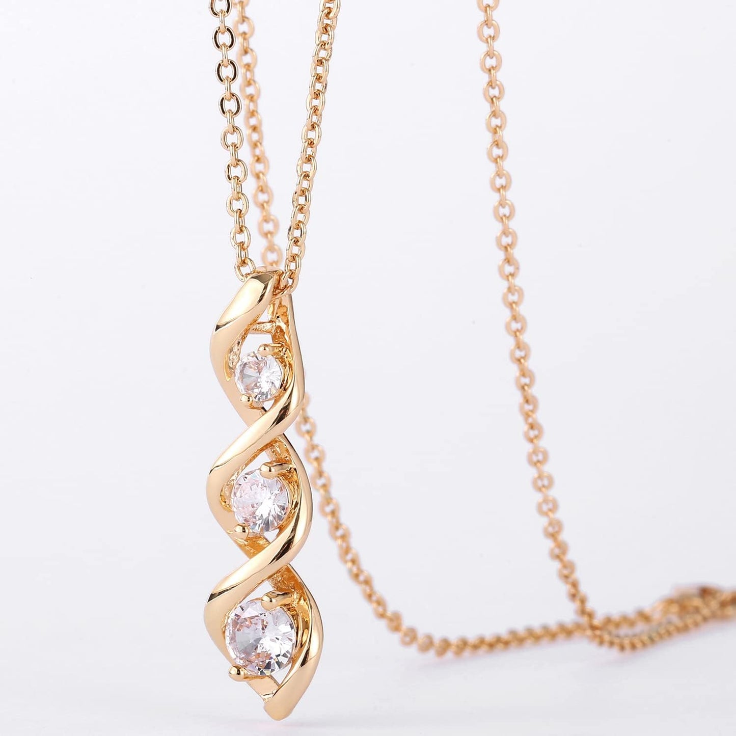 Three-Stone Swirl Pendant Necklace