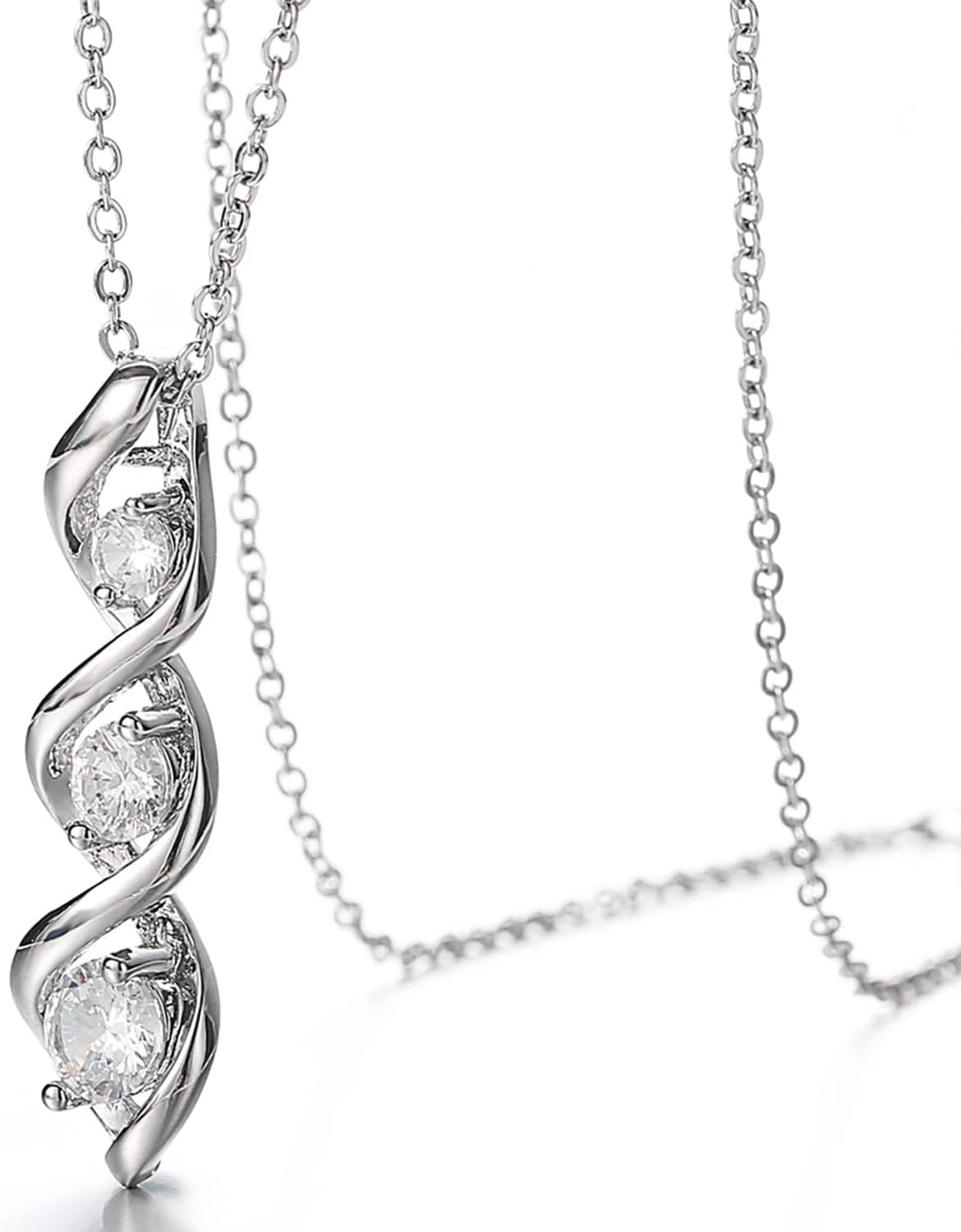 Three-Stone Swirl Pendant Necklace