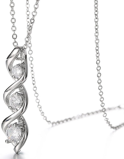 Three-Stone Swirl Pendant Necklace
