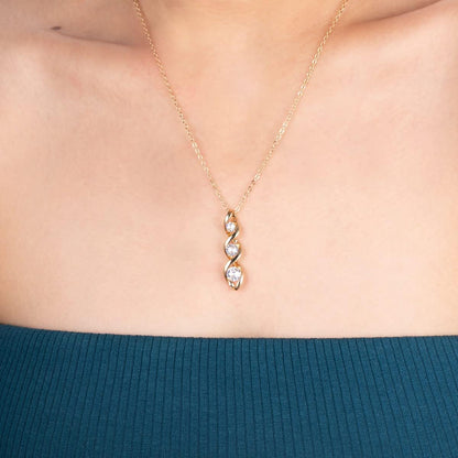 Three-Stone Swirl Pendant Necklace
