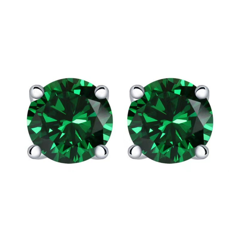 emerald Multicolor Birthstone Stud Earrings Set