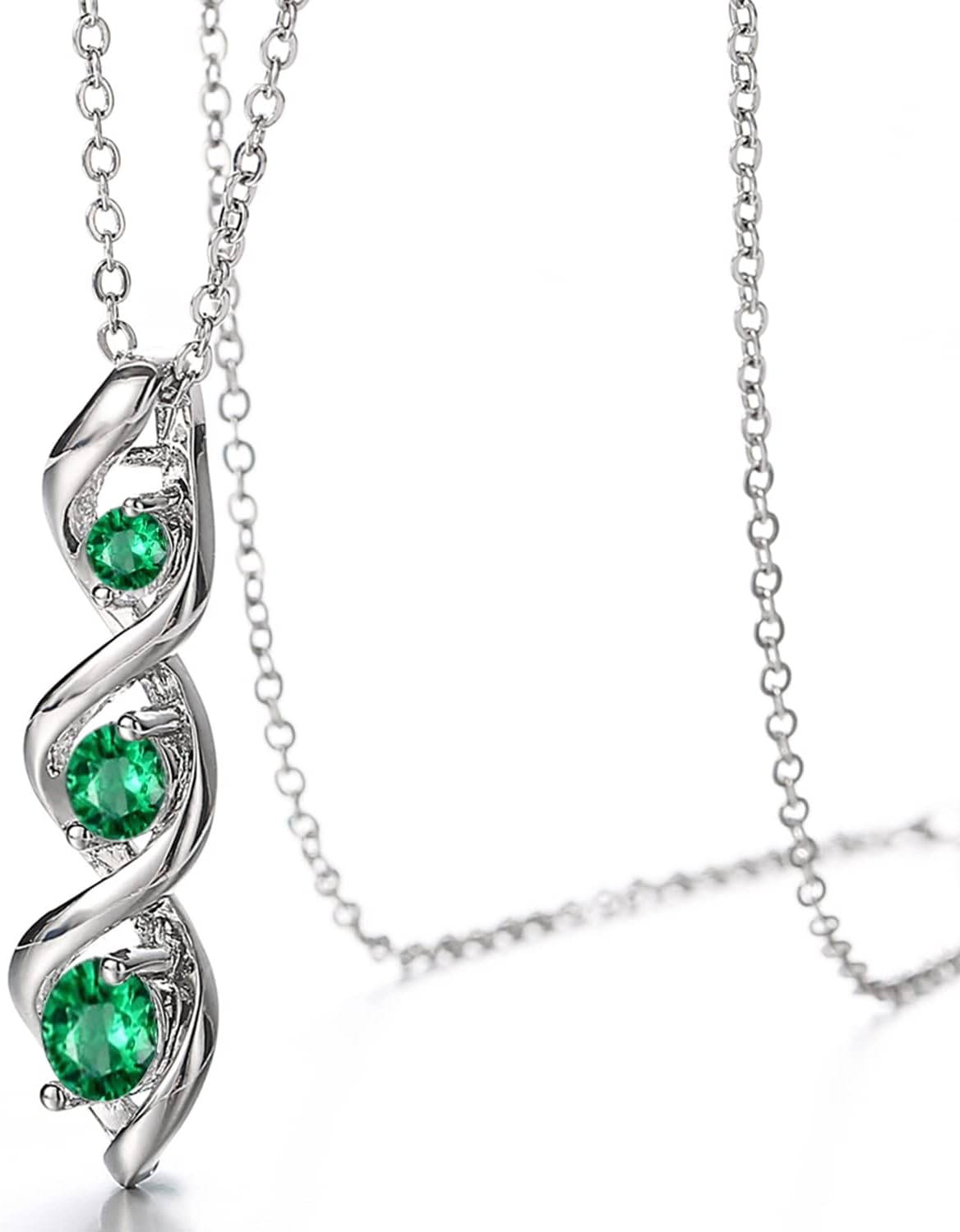 Three-Stone Swirl Pendant Necklace