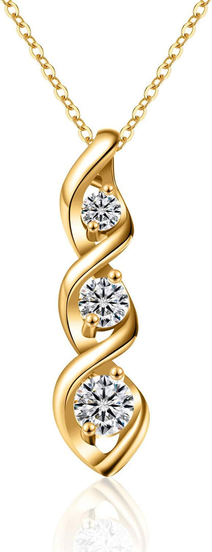 Three-Stone Swirl Pendant Necklace