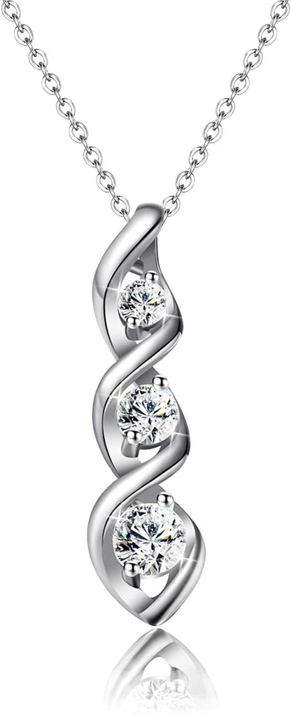 Three-Stone Swirl Pendant Necklace