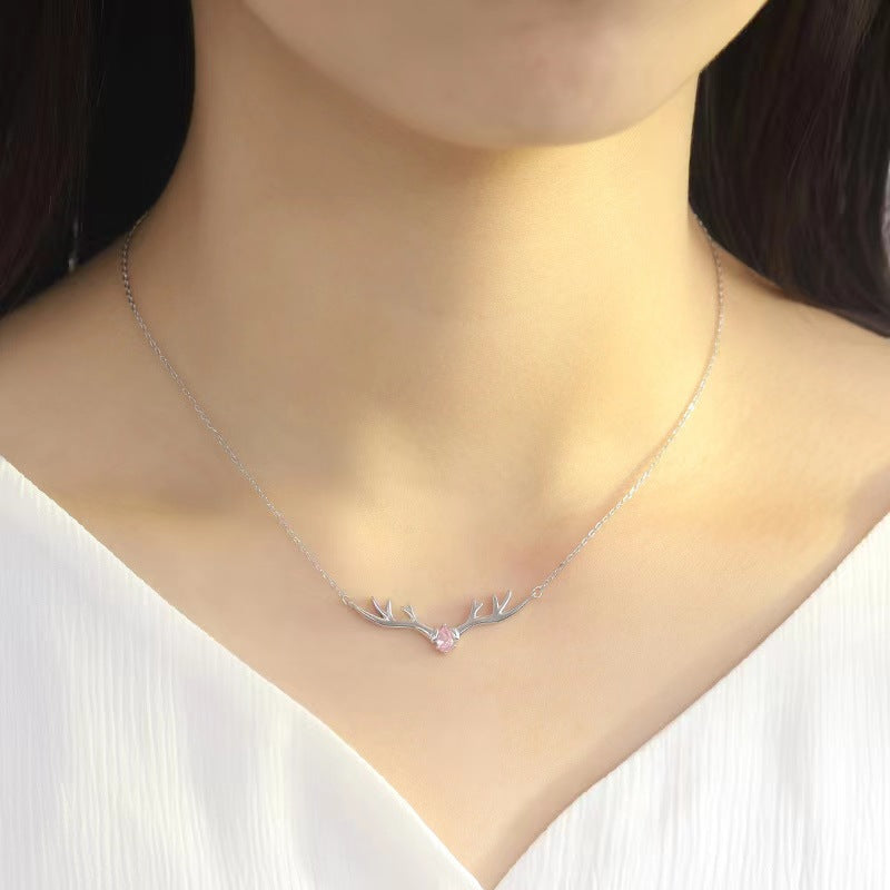 diamon antler  necklace for women