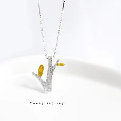 silver Tree Branch Pendant Necklace