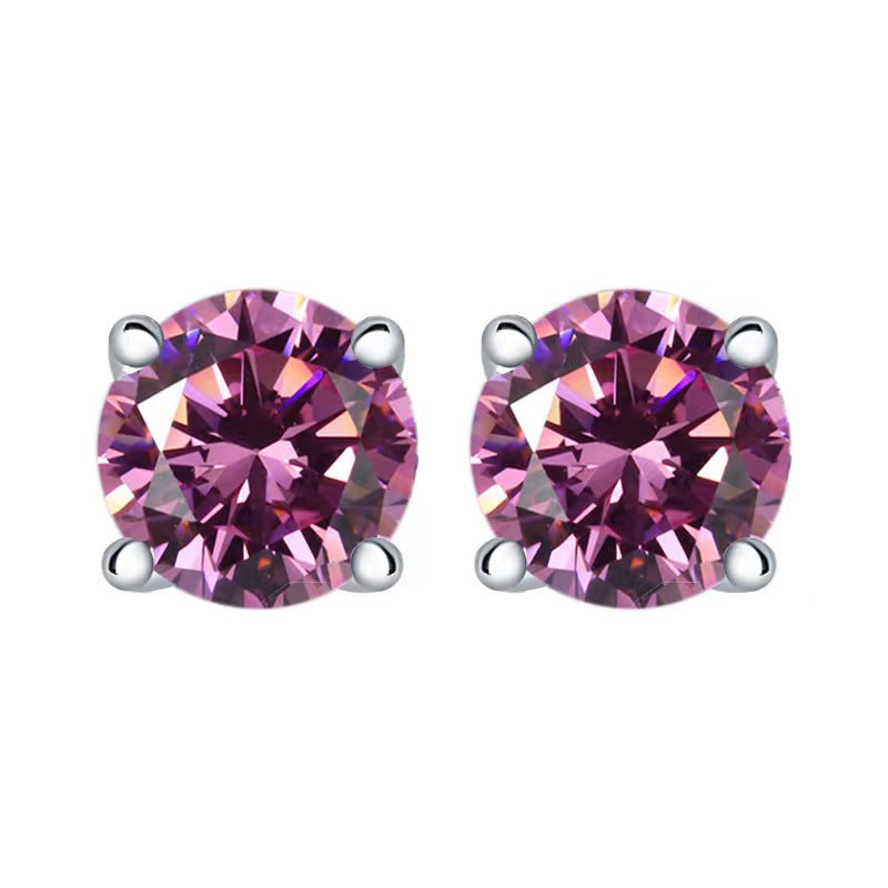 pink Multicolor Birthstone Stud Earrings Set