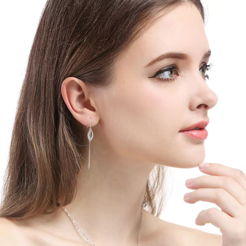 silver tassel hook earrings for women