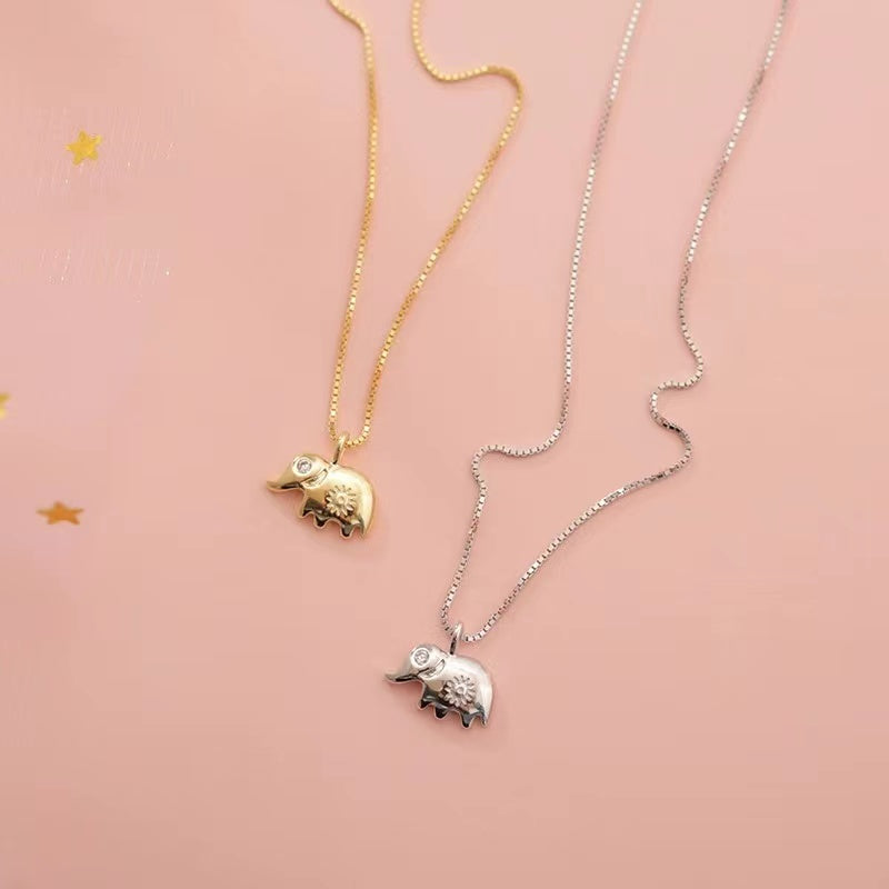 	 elephant pendant necklace gold