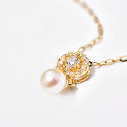 diamond roller pearl silver pendant