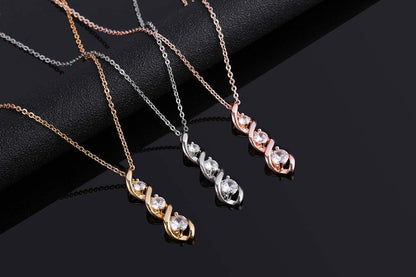 Three-Stone Swirl Pendant Necklace