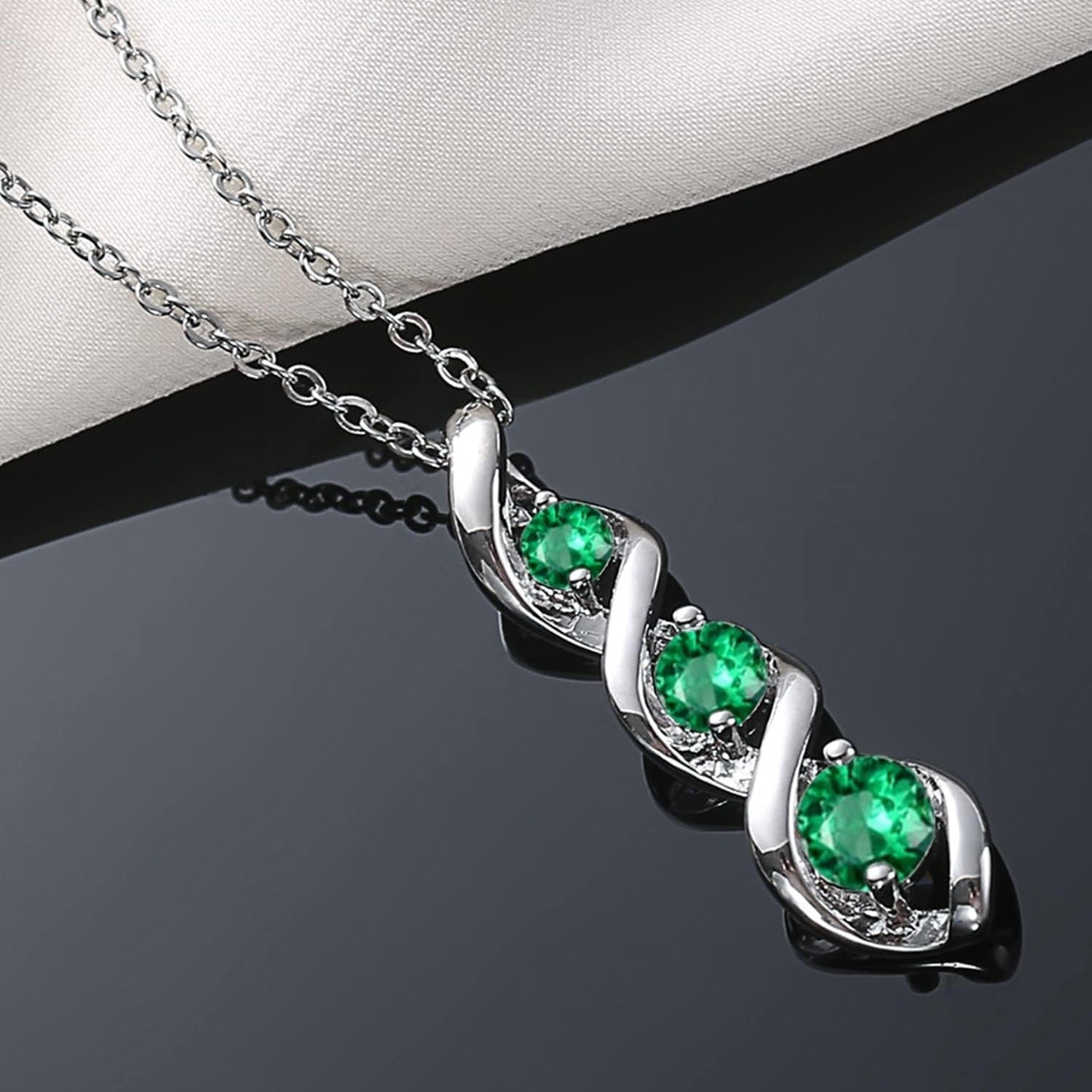 Three-Stone Swirl Pendant Necklace