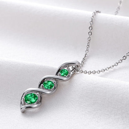 Three-Stone Swirl Pendant Necklace