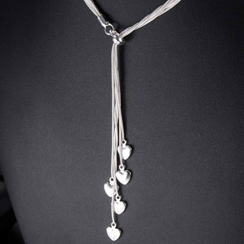 Five-line Chain with Five-Heart Necklace pendant