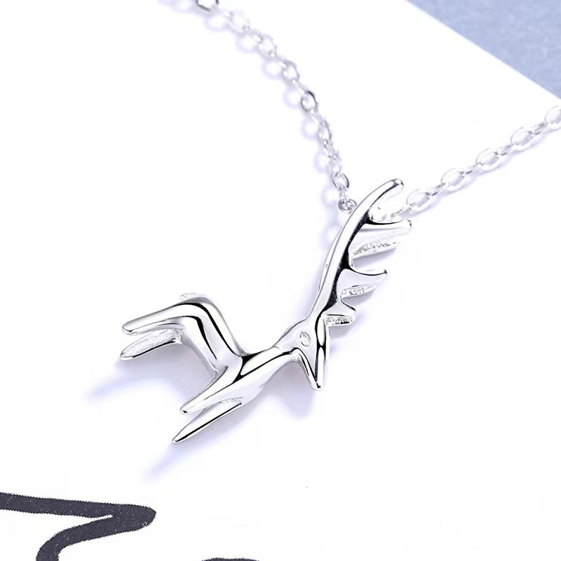 silver deer necklace for girls