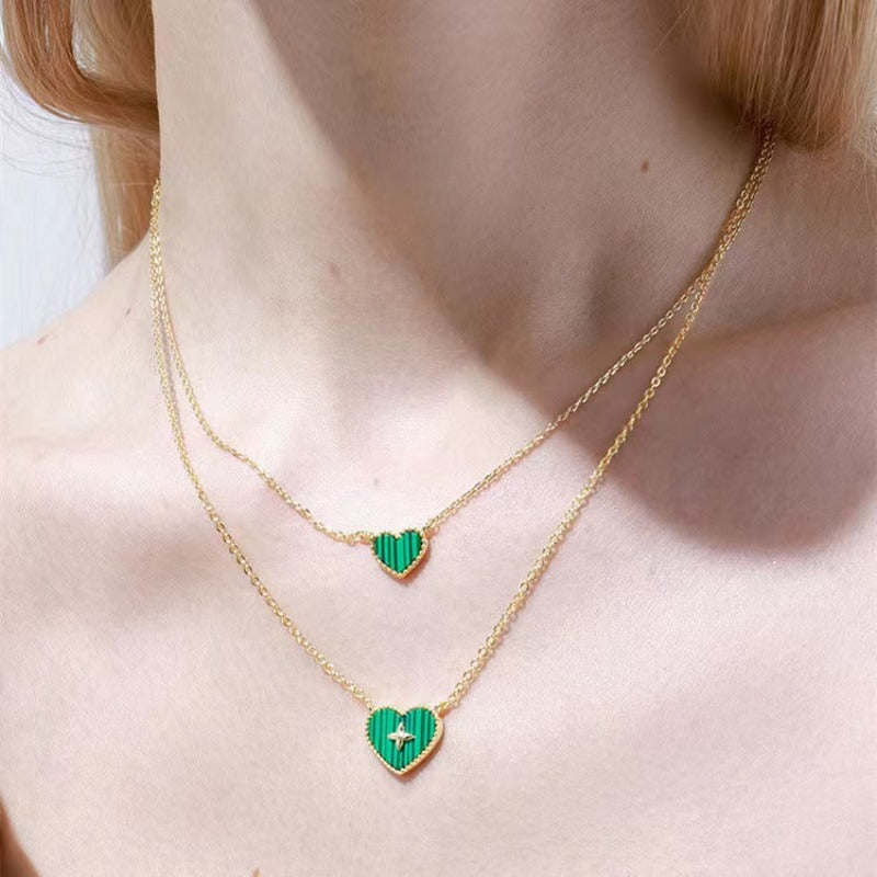 Malachite heart necklace for women