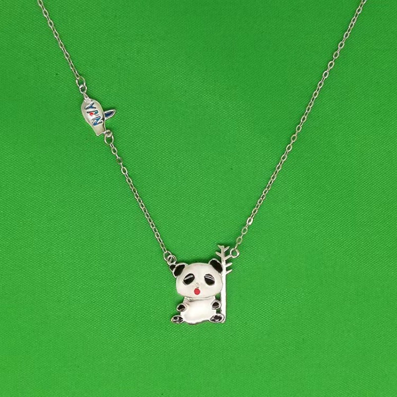 silver panda necklace