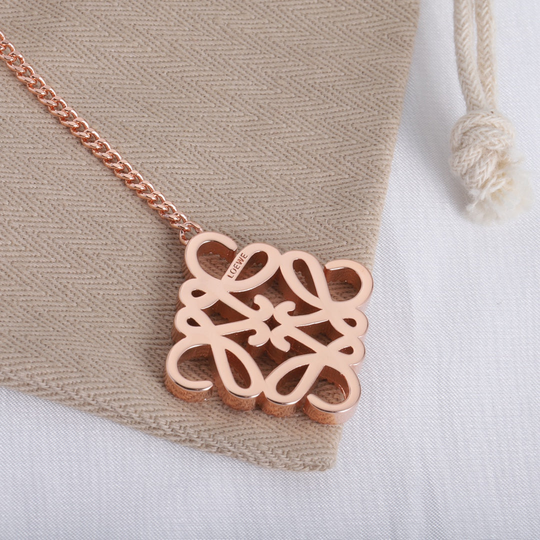 LOEWE Diamond Cutout Logo Metal Stud Earrings Bracelet Necklace