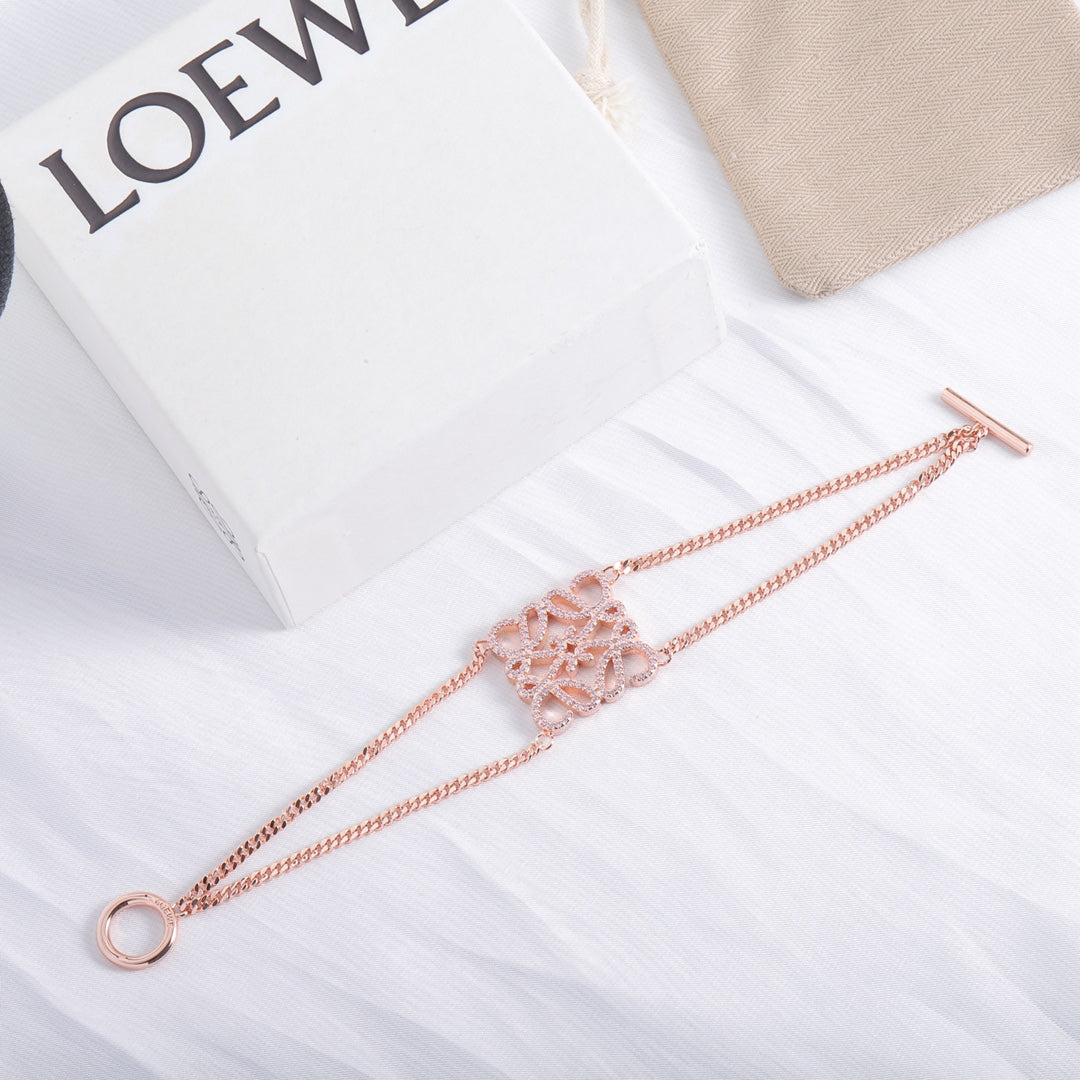 LOEWE Diamond Cutout Logo Metal Stud Earrings Bracelet Necklace