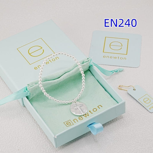 enewton Disc Cross Charm Pearl Strand Bracelet