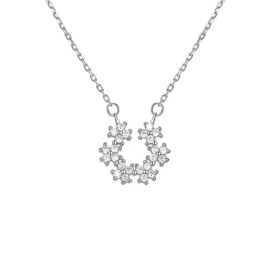 silver diamond flower necklace