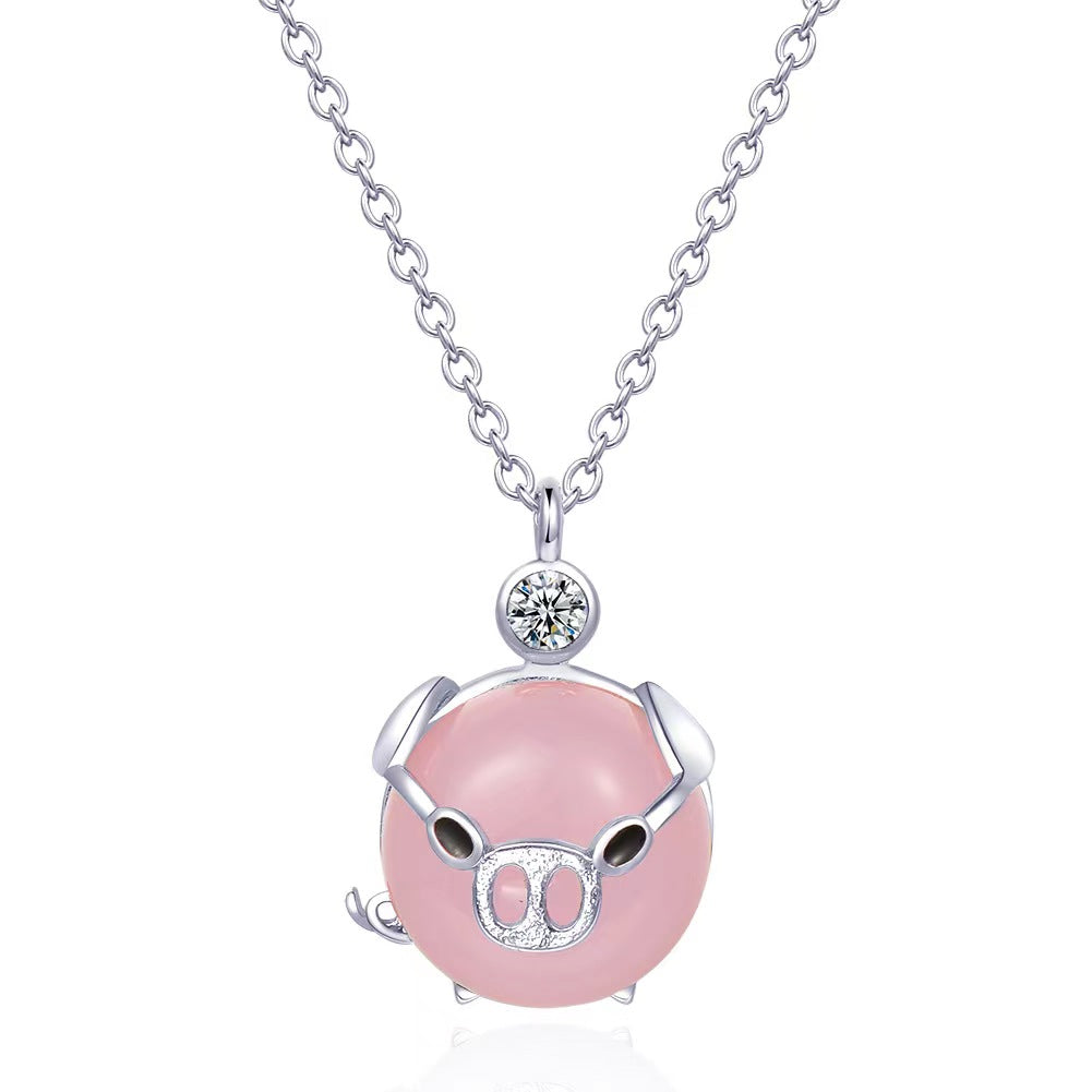 crystal pig pendant for women