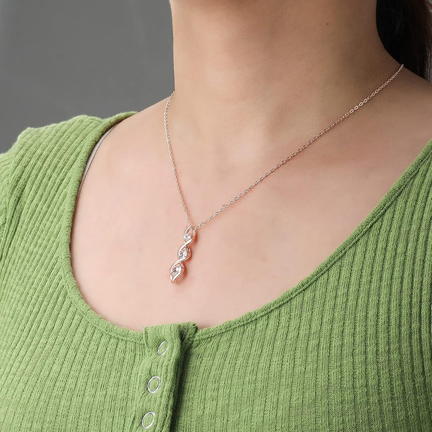 Three-Stone Swirl Pendant Necklace